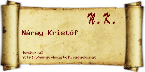 Náray Kristóf névjegykártya